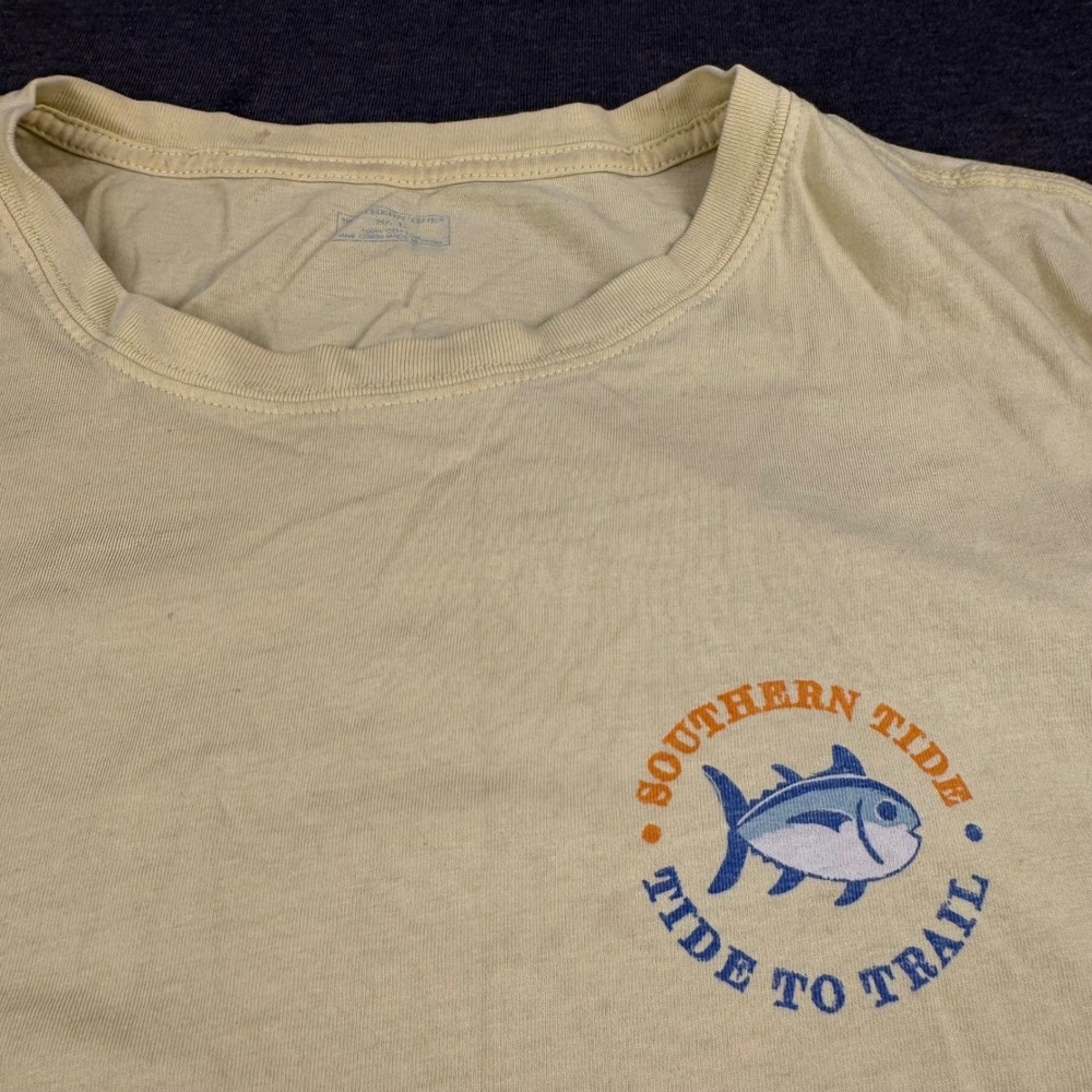 Southern Tide Mens Yellow T Shirt Nautical Fish Tide‎ to Trail Graphic Tee